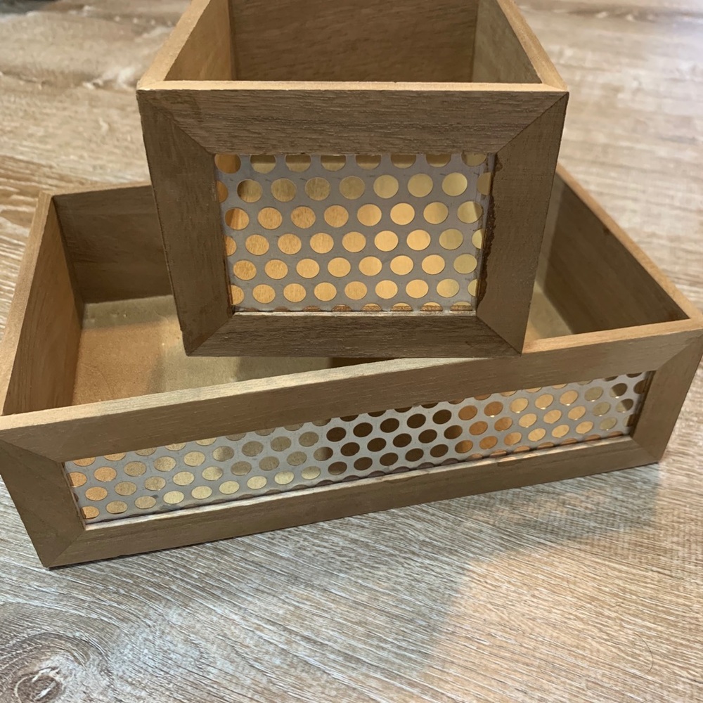 Wooden Decorative Storage Bins with Inserts